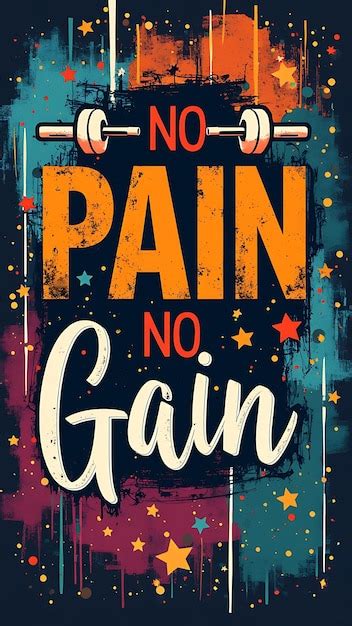 No Pain No Gain Tshirt Design Motivational Quote