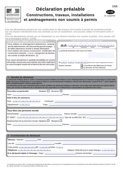 Déclaration préalable de travaux document et modèle à télécharger