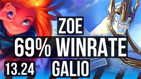 ZOE Vs GALIO MID 69 Winrate 11 3 8 NA Diamond 13 24 YouTube