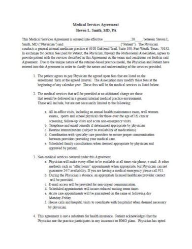 13 Medical Service Agreement Templates Pdf