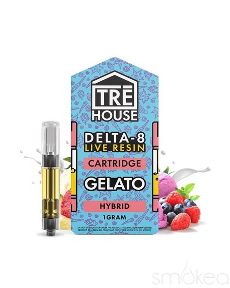 TrĒ House 1g Live Resin Delta 8 Cartridge Gelato