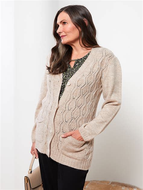 Cardigan en Tricot à Manches Longues et Col en V pour Femmes W27092Z8