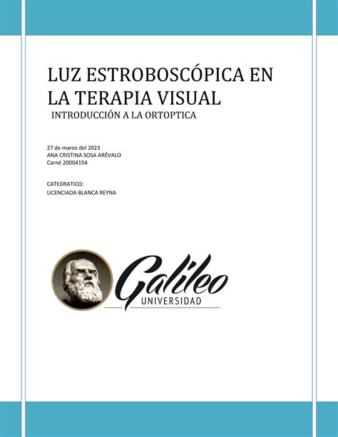 USO DE LA LUZ Estroboscópica EN LA Terapia Visual LUZ ESTROBOSCPICA