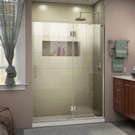 Dreamline Unidoor X 53 In To 53 In W Frameless Brushed Nickel Hinged