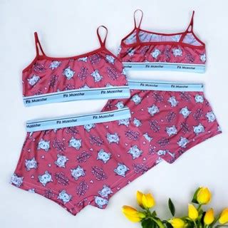 Kit Conjunto Juvenil Top E Calcinha Boxer Moda Ntima Conforto Lingerie Infantil Pr
