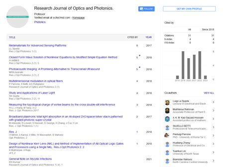 Archive - Research Journal of Optics and Photonics