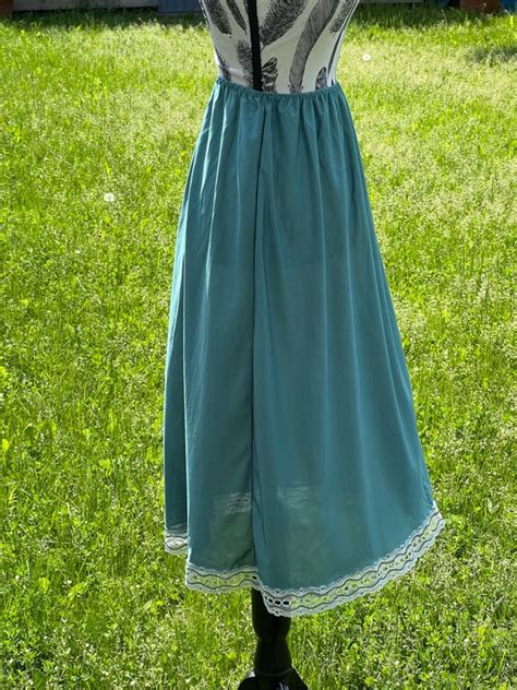 Vintage Green Lingerie Half Slip With Contrast White Gem