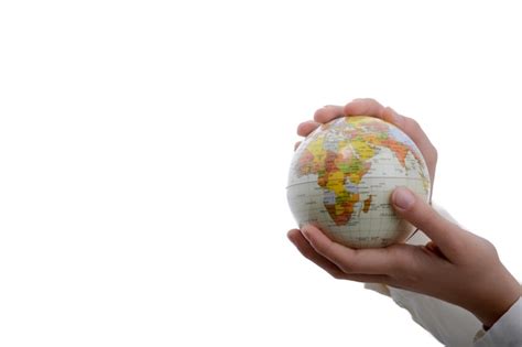 Premium Photo Cropped Hands Holding Globe Over White Background