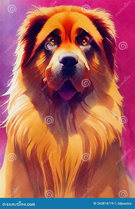Leonberger Dog Breed Color Image Of A Dogs Head Isolated On A White
