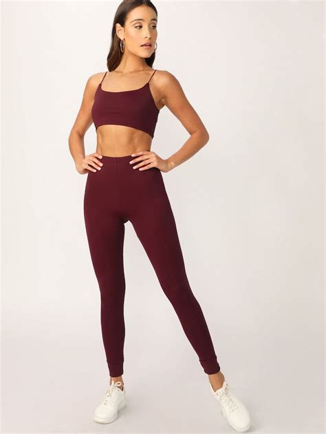 Scoop Neck Sports Bra And Leggings Set Sports Bra And Leggings Sports Bra Two Piece Outfit