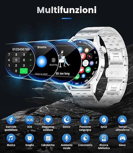 Foxbox Smartwatch Uomo Rotondo Hd Schermo Tattile Orologio Smart