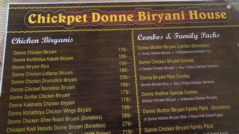 Menu At Chickpet Donne Biryani House Vizag Visakhapatnam