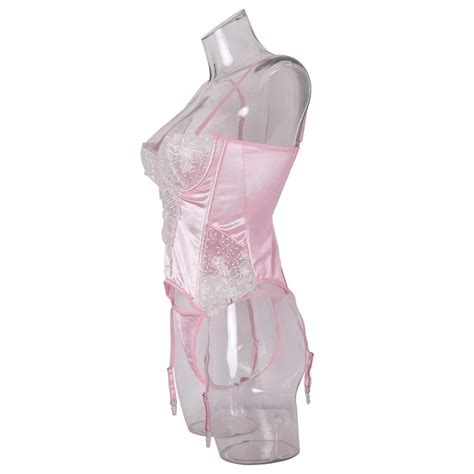 Custom Matching Two Piece Lingerie Suit Suspenders Sexy Womens Underwear Sets Lace Bra And Panty