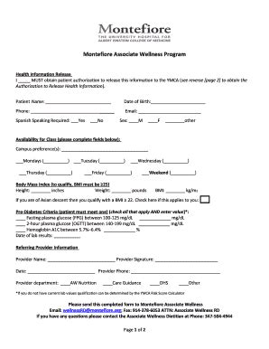 Fillable Online Montefiore Associate Wellness Program Fax Email Print