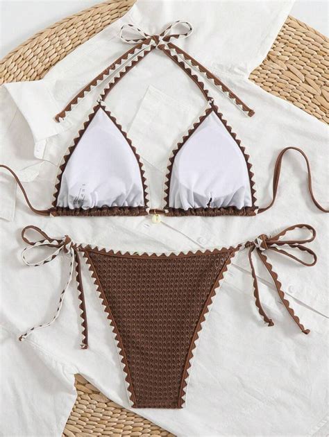 Sexy Bikini Set For Women Made Of Special Fabric For Beach And Pool Cord Strap Design For