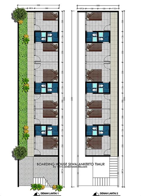 Rumah Kos Di Lahan Memanjang Small Apartment Building Design Building Plans House Guest