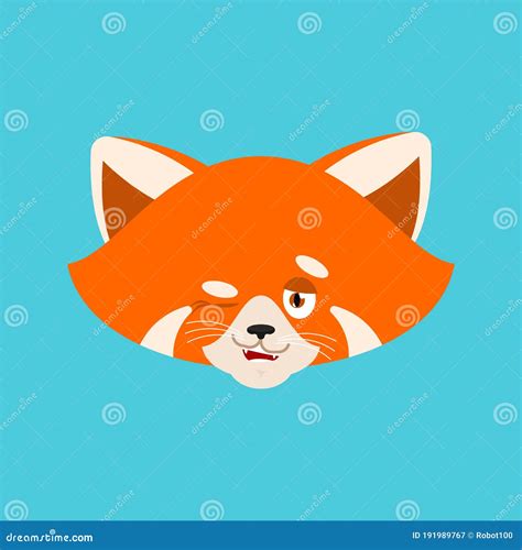 Red Panda Winks Emoji Avatar Face Wild Animal Happy Emotion Stock