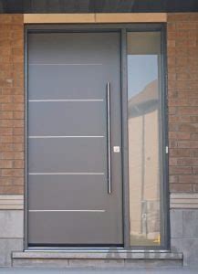 Modern Steel Door With Sidelite And Pull Bar Handle Alda