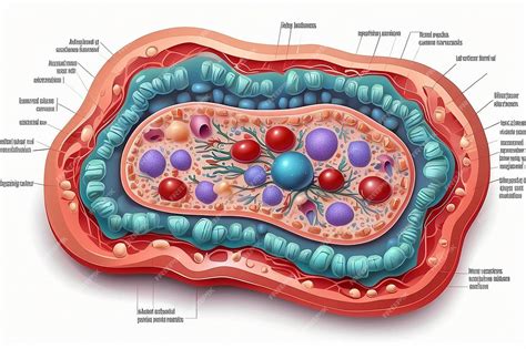 bacterial cell anatomy isolated  white background educational