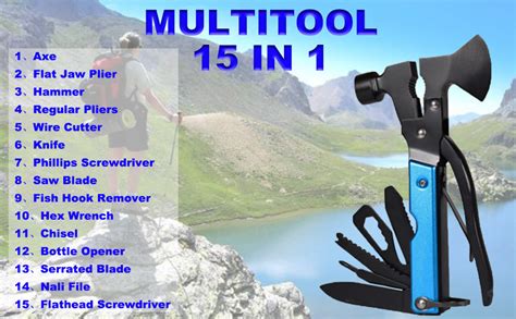 15 In 1 Multitool Camping Tool All Steel Folding Camping Hammer With