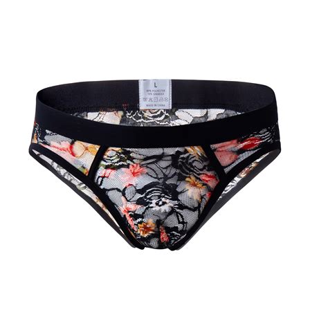 Ropa Interior Sexy Gay Para Hombre Calzoncillos Transparentes De Encaje Bragas Florales