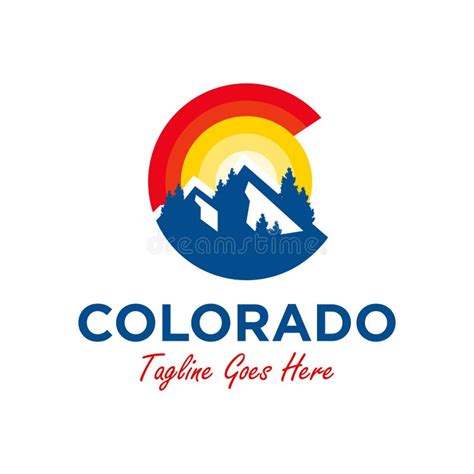 Colorado C Logo Design Inspiration With Mountain Illustration Stock
