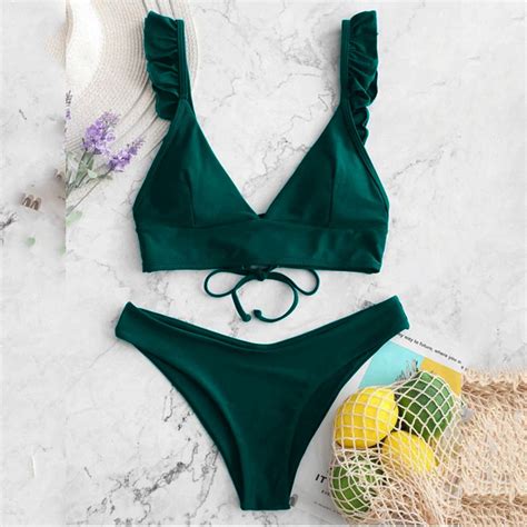 Xinqinghao Women S Bikini Swimsuit High Cut Neck Swimwear Bikini