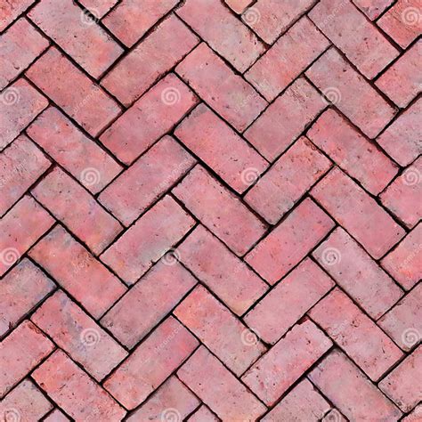 Herringbone Brick Paver Floor Seamless Texture Repeating Pattern Stock