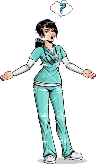 Pop Art Style Female Nurse Cartoon Character Feeling Lost Graphicmama