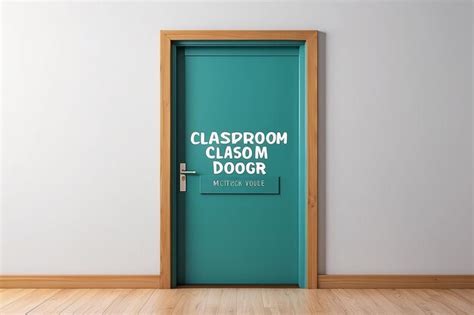 Premium Photo School Classroom Door Signage Mockup With Blank White Empty Space For Placing