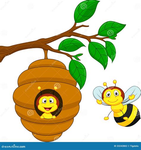 Cartoon A Honey Bee And Comb Stock Photography - Image: 33242802