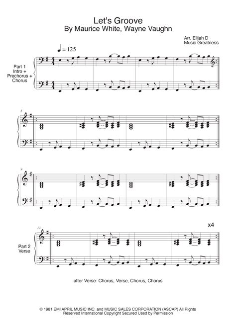 Let S Groove Arr Music Greatness By Earth Wind Fire Sheet Music