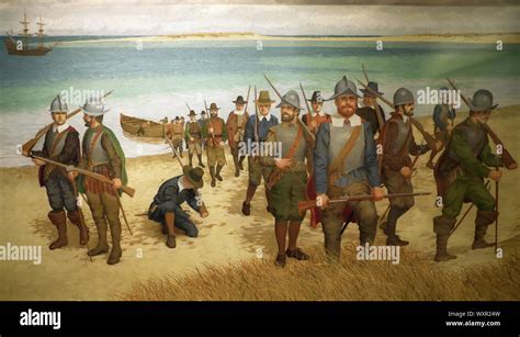 The Mural Of First Landing Of The Pilgrims In Provincetown By Alfred J