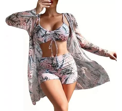 Juego De Traje De Ba O Bikini Para Mujer Con Abrigo Piezas Meses Sin Inter S