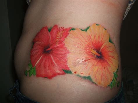 Orange Hibiscus Flower Tattoo Designs