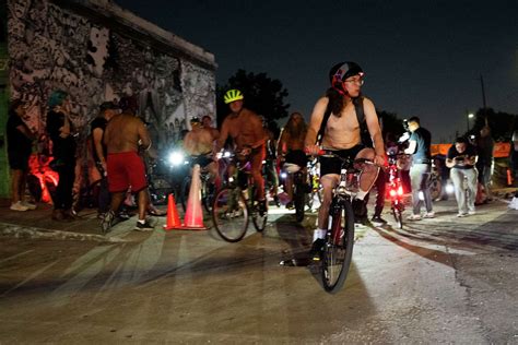 Annual Houston World Naked Bike Ride Protests Bike Lane Removal
