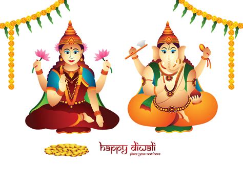 Beautiful celebration happy diwali for ganesh laxmi greeting card ...