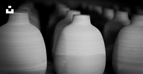 A Row Of White Vases Sitting On Top Of A Table Photo Free Vase Image