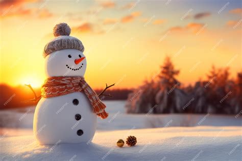 Premium AI Image | a snowman silhouetted against a colorful winter sunset Created with ...