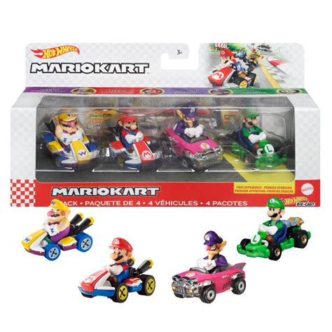 Mattel Hot Wheels Mario Kart Vehicle Pack Set Of Fan Favorite Characters With Exclusive