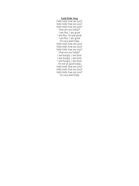 Lyric Hello Song Pdf
