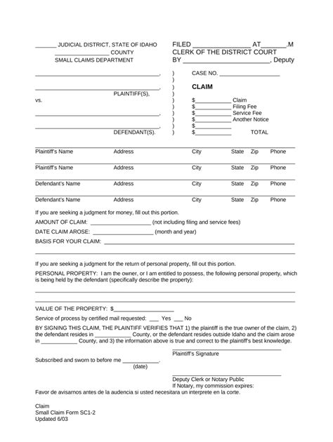 Idaho Small Claims Court Fill Out And Sign Online Dochub