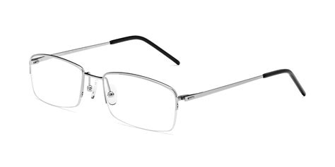 Silver Thin Rectangle Semi Rimless Eyeglasses Philip