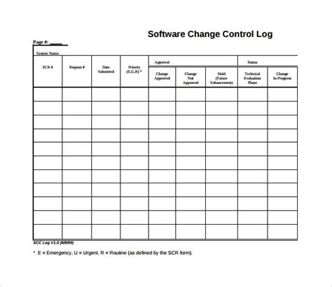 change management log template