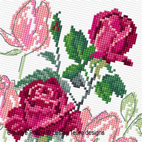 Lesley Teare Designs Delicate Roses Cross Stitch Pattern