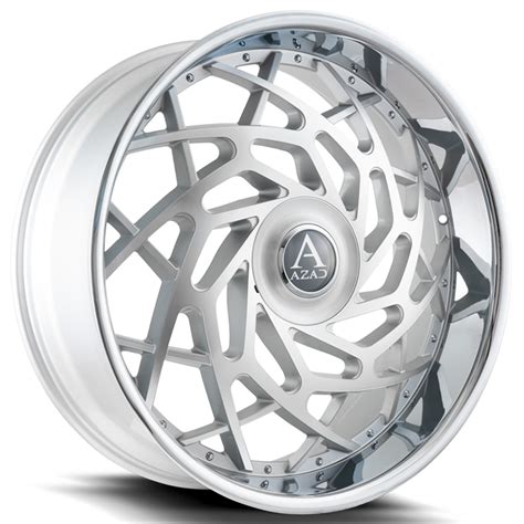 Azad Wheels Az Reign Brushed Silver With Chrome Ss Lip Xl Cap Rims