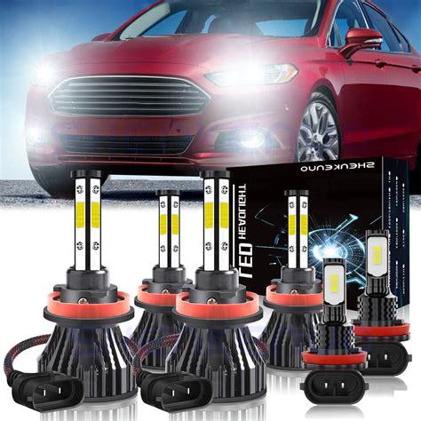 For 2019 2020 Ford Fusion LED Headlight Bulbs 4 Side H9 H11 High Low