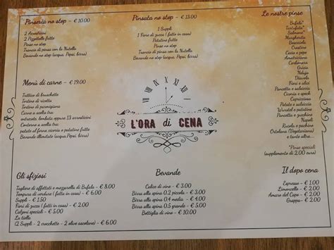 Menu At L Ora Di Cena Restaurant Rome