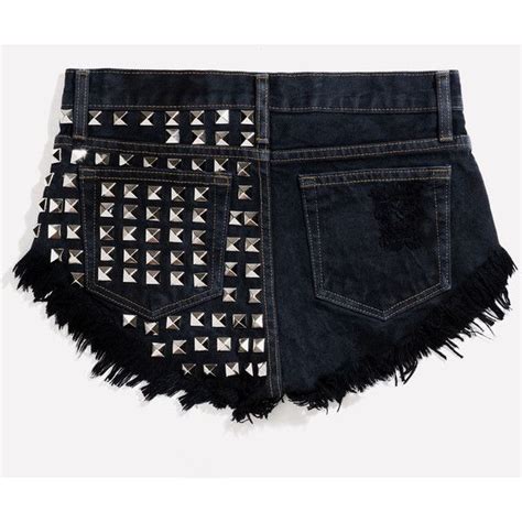 Studded Babe Shorts Distressed Denim Design