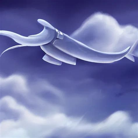 Concept Art Blue Whale Fly In The Cloud Digital Stable Diffusion